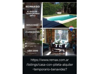 Hermosa casa quinta en alquiler temporario vacacional en Bs. As.