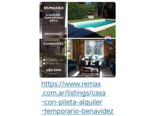 Hermosa casa quinta en alquiler temporario vacacional