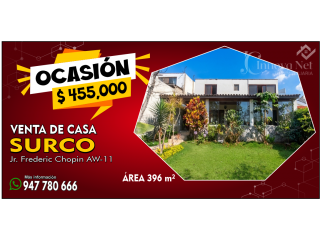 OCASIÓN! VENTA DE CASA EN SURCO A $ 455,000 | 396 M2
